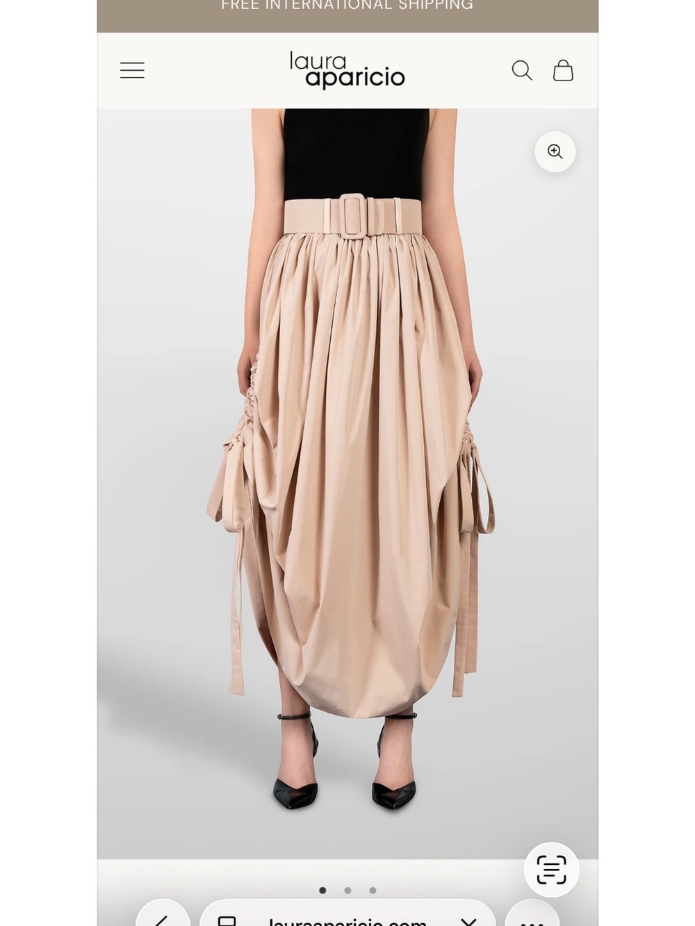 LAURA APARICIO Cotton Skirt Coulisse no belt